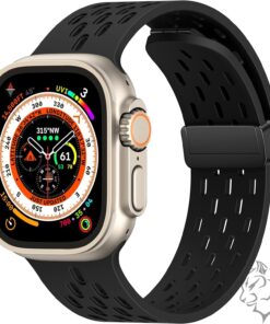 Watch için URUCHI Manyetik Ter Önleyici Spor Kordon, Suya Dayanıklı, Nefes Alabilen Silikon Kayışlar. iWatch Ultra SE Serisi 9/8/7/6/5/4/3/2/1,Kadın Erkekler için, 42mm 44mm 45mm 49mm,