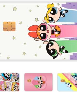 Aksesuar 4 Adet Powerpuff Girls Kart Kaplama Sticker Kart Etiketi 05