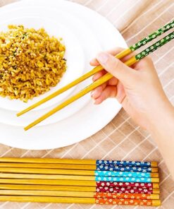 2'li Desenli Yıkanabilir Kore Çin Bambu Chopsticks Yemek Çubuğu |desenli Bambu Chopstick