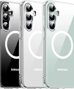 Samsung Galaxy S24 FE için Kılıf Kamera Korumalı Magsafe ile Uyumlu Wireless Şarj Özellikli Şeffaf Kılıf (Şeffaf, Samsung Galaxy S24 FE)