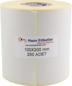 etiketler , hazır al hızlı al Eko Termal Etiket 100mm x 200mm Ruloda 250 Adet 40mm Kuka Çapında Direk Termal Transfer Etiketi