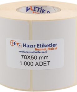 etiketler , hazır al hızlı al Kuşe Etiket 70mm x 50mm Ruloda 1000 Adet 40mm Kuka Çapında Baskısız Barkod Yazıcı Etiketi