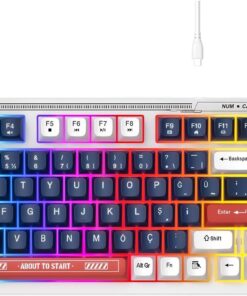 KB-98 SILENT Mavi/Beyaz/Kırmızı SESSİZ Rainbow Q Membrane Oyuncu Klavyesi