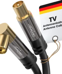 – 4K Anten Kablosu, Koaksiyel Kablolar – 90° Açılı/Düz – 2m – Dijital/Analog TV Kablosu – 0,5-20m arasında mevcut (Açılı Dişi Uç/Düz Fiş, DVB-C/DVB-T/DVB-S için, siyah)