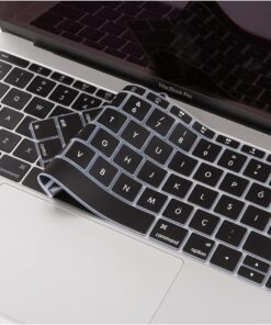 Laptop Macbook Pro Kılıf Klavye Koruyucu (US to TR) 13inç A1708-12inç A1534 ile Uyumlu Siyah