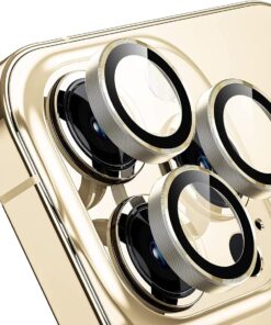 LABS Buff iPhone 14 Pro Max / 14 Pro Screen Protector 9H Safir Cam Kamera Metal Lens Koruyucu Altın, Buff Labs, Altın / Altın