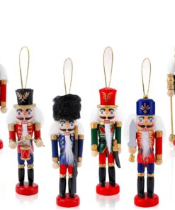 13cm Nutcracker Ahşap Asker Fındıkkıran, Fındıkkıran Asker Şekilli Kukla Noel Ahşap Dekoru Festival Noel Dekoru Yılbaşı Nodel Süsleri Hediyelik Eşya (6'lı paket Model3, 13 cm)