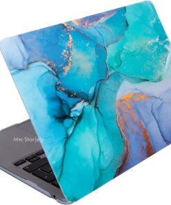 Macbook Air Kılıf 13.6 inç M2-M4-M3 Marble15NL (Air 13.6") A2681 A3113 A3240 ile Uyumlu Açık Yeşil