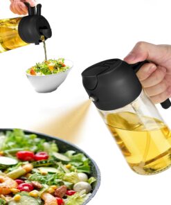 Pişirme için Yağ Püskürtücü, 2'si 1 Arada Zeytinyağı Dispenseri ve Yağ Püskürtücüsü 470ml Zeytinyağı Püskürtücü, Hava Fritözü, Salata, Barbekü, Kavurma-Siyah için Yağ Püskürtücüsü