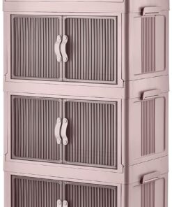 Katlanabilir Modüler Dolap 4 lü 54 cm x 31,7 cm x 127 cm (Şeker Pembe)