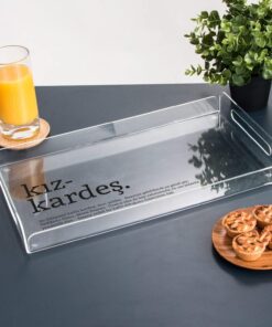 Kız Kardeş Kelime Anlamlı Hediye Akrilik Tepsi - 22 x 40 cm - Suya Dayanıklı Tasarım