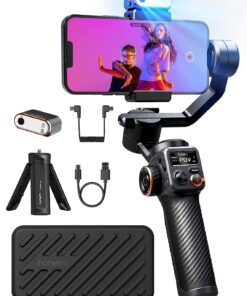 iSteady M6 Kit 3 eksenli cep telefonu stabilizatörü, manyetik AI izleyicili Gimbal akıllı telefon, ayarlanabilir CCT/RGB dolum ışığı, 0,91 inç OLED ekran, maks. taşıma kapasitesi 400 g, Volgging