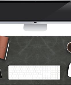 Hobart - Hakiki Deri Masa Matı | Deri Oyuncu Mouse Pad | Yazı Masası Altlığı 75x34 Cm (Gri)