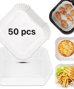 Home Beyaz Airfryer Pişirme Kağıdı, Fritöz Yağlı Kağıdı, Yanmaz Kağıt 50 Adet (Kare) (50)