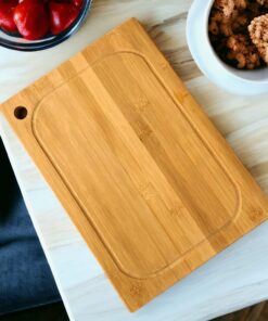 Bambu Kesme Tahtası Antibakteriel Yıkanabilir Doğrama Tahtası Dikdörtgen 32x22 CM Orta Boy