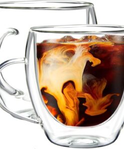 Home 2 Adet 250 Ml Çift Cidarlı Kupa Bardak,Kahve,Çay Ve Bitki Çayı İçin Borosilikat Kupa Termisil Kahve Bardağı,Kahve Çay Fincanı (2 Adet)
