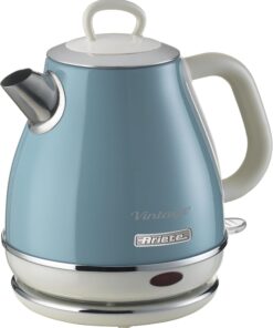 2869 Vintage, paslanmaz çelik elektrikli su ısıtıcısı, 1 litre, su, çay ve bitki çayları için, otomatik kapanma, 2000 W, açık mavi