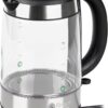 Hobbs 21600-57 Glass Su Isıtıcı, Cam, 1,7 L, 2200 W, Led Aydınlatma, 1 Fincan Seçeneği, Paslanmaz Çelik, Çıkarılabilir Kireç Filtresi, Kapasite Işaretli Su Seviye Göstergesi, Gümüş