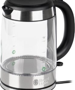 Hobbs 21600-57 Glass Su Isıtıcı, Cam, 1,7 L, 2200 W, Led Aydınlatma, 1 Fincan Seçeneği, Paslanmaz Çelik, Çıkarılabilir Kireç Filtresi, Kapasite Işaretli Su Seviye Göstergesi, Gümüş