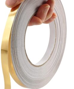 Peel and Stick Altın Metalize Polyester Mylar Film El İşi Bandı, Kendin Yap Projeleri için Canlı Aynaya Benzeyen Yüzeyli Kendinden Yapışkanlı Duvar Kalıpları Dekoratif Grafik Sanatları, 55 yds