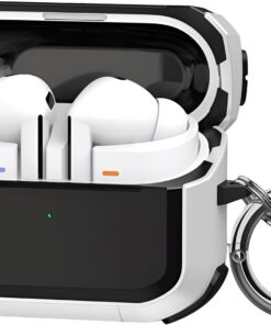 Samsung Galaxy Buds 3 Pro ve Buds 3 Uyumlu Darbelere Karşı Ultra Güçlü Çift Renkli Sert Kenar Mat Silikon Kılıf (Beyaz)