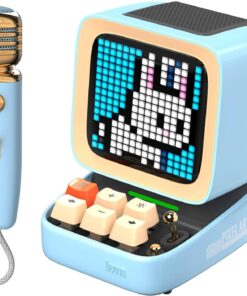 Ditoo-Mic Karaoke Mikrofonlu Uyarlanabilir Piksel Ekranlı Bluetooth Hoparlör-Hediye Kutulu (Mavi)
