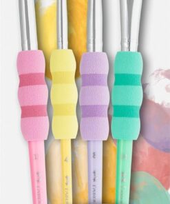 Yumuşak Dokulu Fırça Pastel Seti, 4’lü, Kaymaz Tutma Yeri, Ergonomik Kavrama, İnce ve Kalın Uçlu Boyama Fırçaları