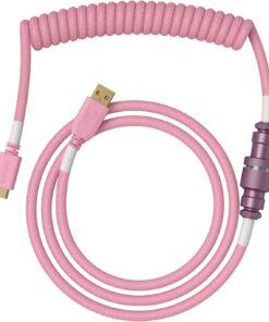Sarmal Klavye Kablosu - Mekanik Oyun Klavyesi Sarmal Kablo için Sarmal USB C Kablosu Zanaatkâr Örgülü Kablolar - Özel Klavye Kablosu (Piksel Pembe)