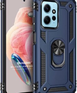 Xiaomi Redmi Note 12 4G için Kılıf Military Ring Holder Lacivert [Redmi Note 12 4G ile Uyumlu Kılıf - Lacivert]