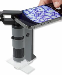 MP-250 MicroFlip 100-250x LED Işıklı Cep Mikroskobu Akıllı Telefon Digiscoping Adaptör Klipsli, Gri