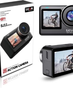 SJ11 Active Dual Screen 20MP 2.33 + 1.3 inç 5GHz Wi-Fi 4K UHD H.265 Su Geçirmez Kasa 154° 1300mAh Aksiyon Kamerası Siyah