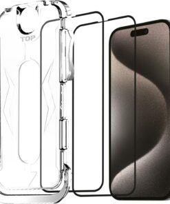 Trend iPhone 16 Plus Uyumlu Hizalama Aparatlı Koruyucu Cam Takılırken Camın Altında Kesinlikle Toz Bırakmayan Tam Koruma Sağlayan Pürüzsüz Lazer Kesim Premium Ekran Koruyucu Kırılmaz Cam