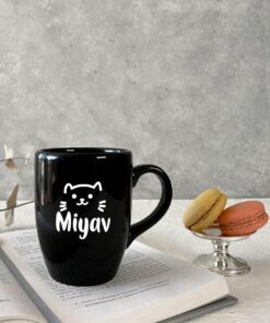 KUP234 Kedi Miyav Siyah Kahve Kupası