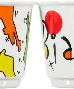 - 4'lü Moka Kahve Bardak Seti - Kulpsuz Kahve Shot Bardağı - Bicchierini - Karma Renk - Arte Desen Serisi - Porselen