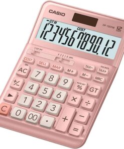 Masa Üstü Hesap Makinesi 12 Hane Pembe Df-120fm-pk CASIO JF-120FM PEMBE renk 12 Haneli Vergi Maliyeti Satış Marjı Hesaplayıcı Dual Power