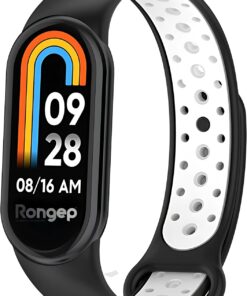 Xiaomi ile Uyumlu Mi Band 9/8 İçin Delikli Silikon Kordon Nefes Alabilirlik Sağlayan Çift Renkli Spor Tasarımlı Delikli Doku Deformasyona Karşı Dayanıklı Mi Band 9 Kayışı
