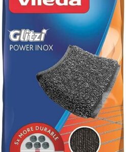 Glitzi Power Pad Inox, Ekstra kaliteli, Pas tutmaz, Zorlu lekeleri söker, 2'li Paket