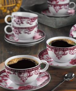 Porselen Zeugma 6 Kişilik 12 Parça Çay Fincan Takımı, 220 ml