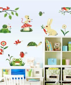 karikatür küçük böcekler, parti – en sevilen kurbağa tavşan & kuşlar – Çıkarılabilir Duvar Çıkartması Duvar Dövmesi, Kids Baby Hause çocuk odası DIY dekoratif sanat duvar çıkartması