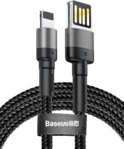 Cafule Special Edition, USB-A & Lightning 2.4 A Şarj & Data Aktarım Kablosu,1 Metre, Gri - Siyah, ‎CALKLF-GG1