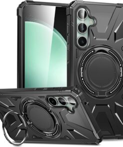 Rugged Kapak Döner Stand ve MagSafe Uyumlu Tam Korumalı Kaliteli Telefon Kılıfı, Çok Renkli (SAMSUNG S23 FE SİYAH)