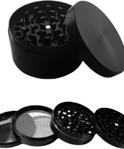 GRINDER Parçalayıcı Metal baharat öğütücü herb spice 4 katmanlı 40MM / 50MM / 63MM (SIYAH, 75MM)