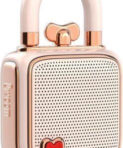 Love-Lock Bluetooth hoparlör, küçük taşınabilir müzik kutusu, kablosuz stereo eşleştirme, retro ses kutusu, sevimli masaüstü dekorasyonu, kızlar için, pembe