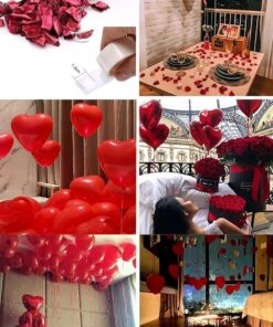 Set Kuru Gül Yaprağı,banner,20 Kalp Balon,20 Beyaz Mum Romantik Hediye 14 Şubat