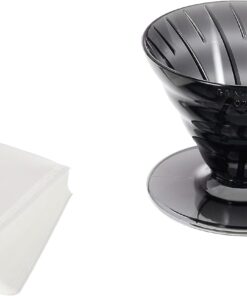 V60 02 Plastik Dripper ve 40’lı Filtre Kağıdı Seti, Siyah Şeffaf