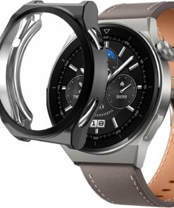 Huawei Watch GT5 Pro 46mm Kılıf 360 Full Round Soft Silicone Siyah [Watch GT5 Pro 46mm ile Uyumlu Kılıf - Siyah]