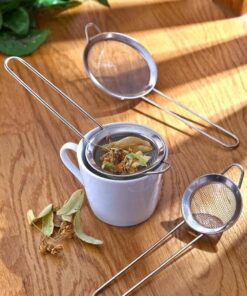 Çelik 3'lü Çay Süzgeç Bitki Çayı Süzeceği 3 Parça Süzecek Set 8-10-12 Cm