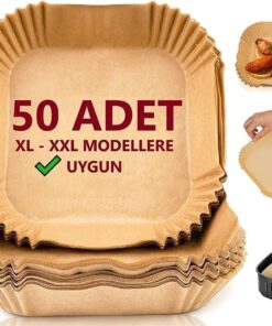 Home Aırfrey Pişirme Kağıdı,XL,XXL Aırfreyler İçin Parşömen Kağıdı,Sıvıya Ve Yağa Dayanıklı Sıcak Hava Fritözleri İçin Yanmaz Kağıt (50 Adet)