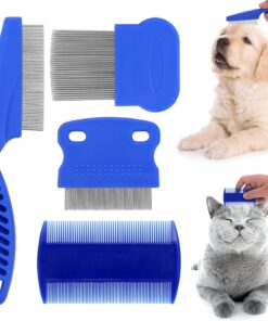 Evcil hayvan tarak seti, 4 adet köpek tarağı, kediler ve tavşanlar için - saç tarağı, pire tarağı, bit tarağı, gözyaşı lekesi çıkarıcı tarak - paslanmaz çelik, dayanıklı, çok fonksiyonlu