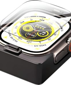 Apple Watch ile Uyumlu 45mm için Kolay Kurulum Aparatlı Full Koruma PMMA Ekran Koruyucu Otomatik Hizalama Zahmetsiz Kurulum (45mm)